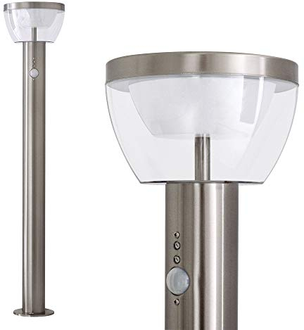 max K O M F O R T LED Aussenleuchte mit Bewegungsmelder Standleuchte Gartenleuchte Wegeleuchte Lampe 9W Edelstahl 80cm modern IP54 309A1-800