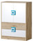 Furniture24 Kommode NICO 09, Schrank, Mehrzweckschrank, Highboard mit 2 Türen und 2 Schubkasten (Hell Eiche/Weiß/Türkis)
