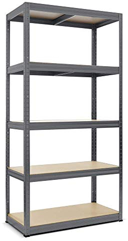 HEMMDAL Schwerlastregal Typ M Graphitgrau - 1.000 kg Tragkraft - HxBxT 180 x 120 x 45 cm - Steckregal mit 5 Böden - 200 kg Fachlast - Made in EU - stabiles Metallregal - Lagerregal - Werkstattregal