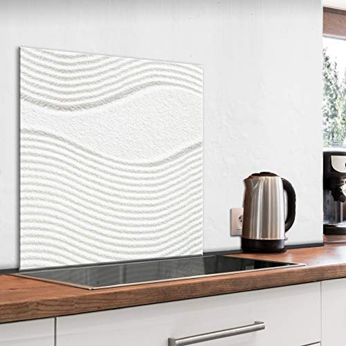 murando - Crédence Verre Cuisine 60x60 cm - Plaque Anti-Projection - Couvercle Anti-éclaboussures crédence - Revêtement Carreaux - Plaque en Verre trempé - Orient Zen Spa Beige f-C-0436-aq-a