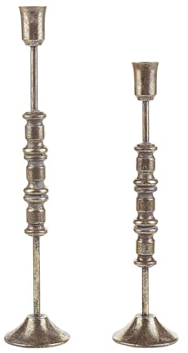 2er Set Kerzenhalter Kerzenständer Metall Höhe 63 und 49 cm Gold Salamina
