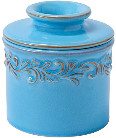 Butter Bell - The Original Butter Bell Crock by L Tremain, a Countertop French Ceramic Butter Dish Keeper for Spreadable Butter, Antique Collection, Light Powder Blue