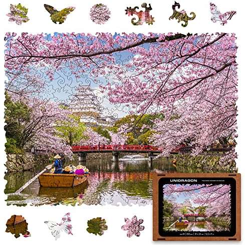 UNIDRAGON Original Holzpuzzle — Sakura, 250 Teile, Mittel 12.2 x 9 Zoll (31 x 23 cm) Schöne Geschenkverpackung, Einzigartige Form Erwachsene und Kinder