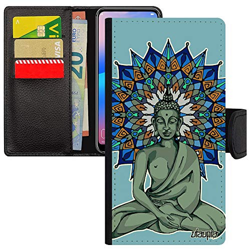 utaupia Coque pour iPhone 12/12 Pro en Simili Cuir Bouddha 128 Go Hindou Noir Zen Rosace Mandala Pas Cher Telephone Smartphone Image
