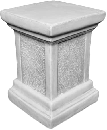 gartendekoparadies.de Sockel Podest, Steinsockel, H. 33 cm, Stellfläche 24 x 24 cm, 23 kg, Grau, frostsicher aus Steinguss für Außenbereich