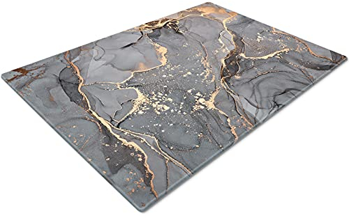 Chopping Board | Glass Chopping Boards for Kitchens | Glass Worktop Savers for Kitchen | Cutting Boards for Kitchen | Chopping Board Non Slip | Small Chopping Board | Grey Gold Black
