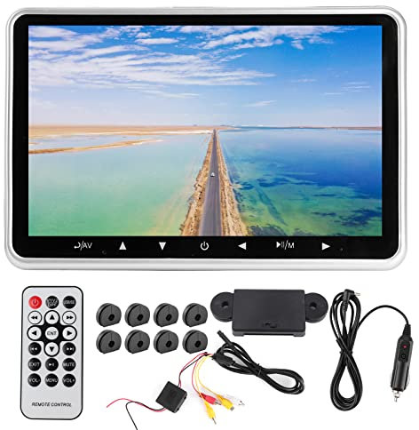 Qiilu Monitor de reposacabezas de Coche de 10.1 Pulgadas, Pantalla de Almohada de TV Ultrafina, Trasera, Montaje MP5 G9i581