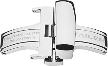 Stailer Faltschließen aus 316L-Stahl, Polierter Stahl, Faltschließen für Lederbänder, Uhrenverschluss 22mm, hoch Qualität, Edelstahl Metall, Uhrenarmband Schließe 22 mm, Schnalle für Herren und Damen