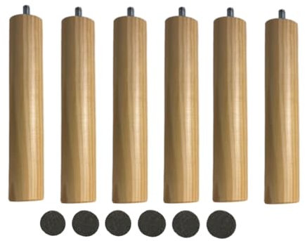MOBILIARIOCLICHI Lot de 6 pieds pour sommier et bases tapissées, en différentes dimensions et couleurs (naturel, 6 unités 20 cm)