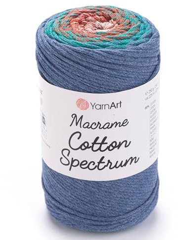Yarn Art YarnArt Makramee-Baumwoll-Spektrum, Makramee-Schnur, 250 g, 246 m, 80 % Baumwolle, Makramee-Seil, mehrfarbig, Makramee-Garn, Gewicht Kammgarn – Aran(4) (1327)