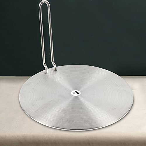 Piastra adattatore universale a induzione, piastra di distribuzione del calore, in acciaio inox, adattatore a induzione con manico rimovibile, 24 cm