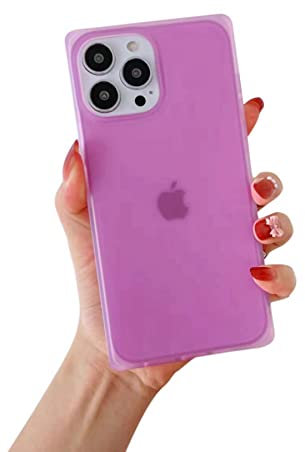 FHZXHY Compatible with iPhone 12 Pro Max Case 6.7 inch Slim Plain Color Cute Square Phone Case Translucent Soft TPU Silicone Square Edge Protective Case Cover for Girls/Women(jelly purple)