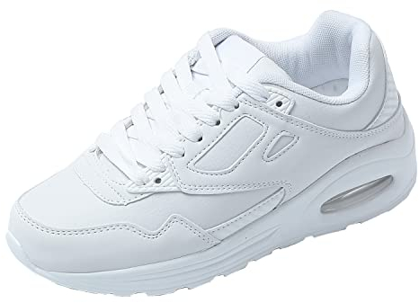 JOMIX Turnschuhe Damen Sneaker Sportschuhe Luftkissen Laufschuhe Anti-Rutsch Atmungsaktive Trainers Fitness Gym Straßen Outdoor (Weiß, 39 EU)