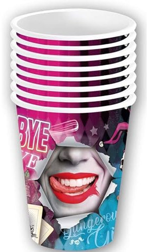 FIESTAS GUIRCA | 6 Bicchieri Usa e Getta Dangerous (240 ml) (9 cm) - Decorazione per Tavola per Feste di Halloween Terrificanti - Ideali per Celebrazioni di Villains - Multicolore
