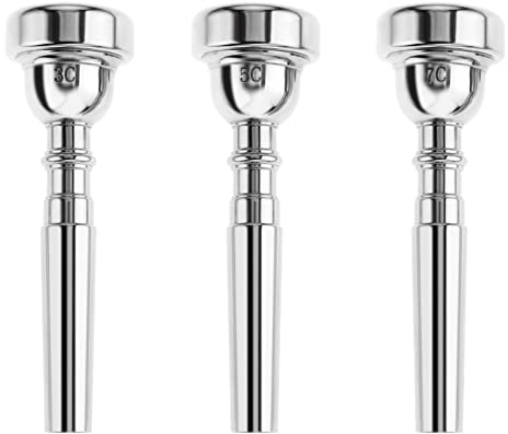ETERMETA 3 Pack Silver Trumpet Mouthpiece Set 7C 5C 3C Compatible with Yamaha, Bach, Conn & King, Brass Instrument Accessories for Beginners & Professional Players