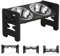 Vantic Gamelle Chien Surelevee de 6 Hauteurs Ajustables, Support Gamelle Chien Surelevee, Station d'alimentation en Bambou avec 2 Bols en Acier Inoxydable, Noir