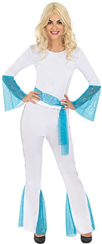 Funidelia | Abba Kostüm für Damen - Disco Musik, Musikgruppen, Sänger- Kostüm für Erwachsene & Verkleidung für Partys, Karneval & Halloween - Weiß