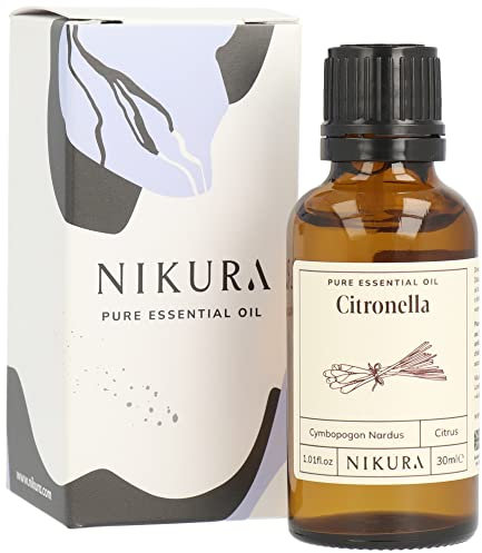 Nikura Citronella Essential Oil - 30ml | Great for Candle Making, Wax Melts, Aromatherapy Oil, Natural Soap Making | Cleaning Supplies | 100% Pure Natural Oils | Vegan
