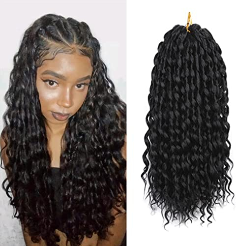 5 Packs Passion Twist Crochet Braid Hair 16 Deep Wave Crochet Hair for Women Long Water Wave Crochet Synthetic Hair Extensions (16, 1B)