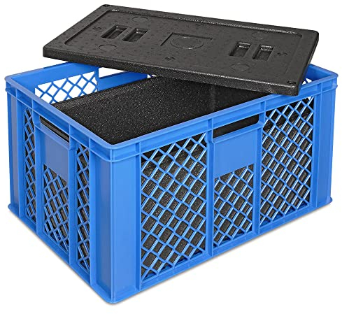 Eurobehälter mit EPP-Isolierbox, LxBxH 600x400x320 mm, 25 Liter, blau