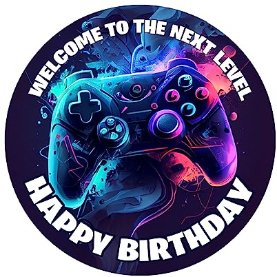 YummyArt Edible Cake Topper - 20cm ⌀ Premium essbare Tortendeko Gamer kompatibel mit playstation Tortenaufleger sowie Tortenaufleger Nintendo MOTIV 001