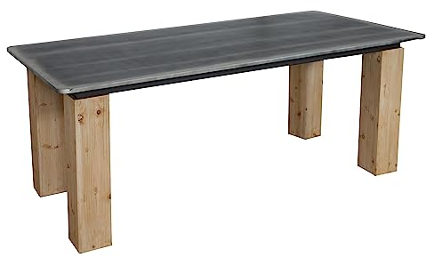 Esstisch HWC-L76, Tisch Esszimmertisch, Industrial Massiv-Holz MVG-Zertifiziert 200x100cm, Natur mit Metall-Optik