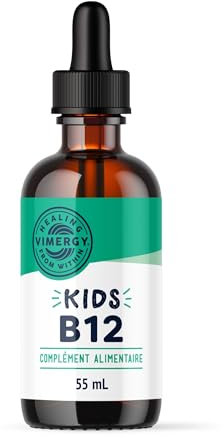 Vimergy Kids B12 – Vitamine B12 Liquide à Absorption Rapide pour Enfants – Sans sucre, Alcool ni Gluten – Soutient la Fonction Cérébrale, la Production d'Énergie et le Système Nerveux – Paléo (55 ml)