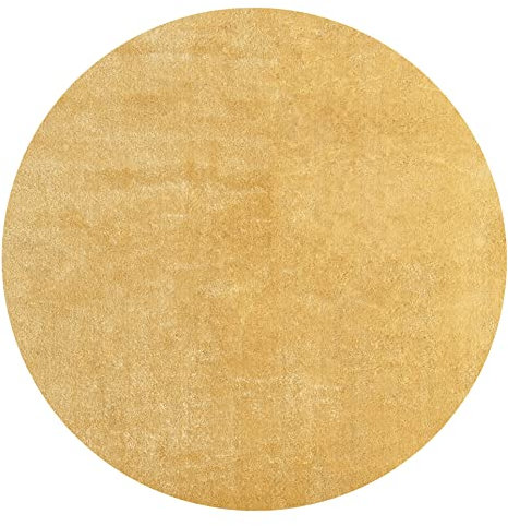 Mia´s Teppiche Taos kuscheliger Kurzflor Teppich, Anti-Rutsch Unterseite, Waschbar bis 30 Grad, Super Soft, Felloptik, Gold, 120 x 120 cm