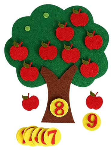STOBOK 1 Satz Apfelbaum-lernzahlen Spiel Äpfel Zählen DIY Filzbaum Äpfel-pinnwand Passendes Spielzeug Figuren Aus Filz Additionslernen Vlies Dekorationen Nicht Gewebt Handbuch Kleinkind