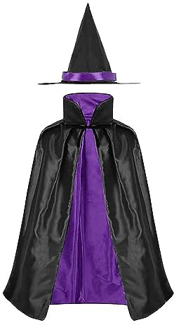 CHUANGOU Vampiro Capucha Capa，Capa de la Muerte，para Halloween Carnival Costume Cosplay Cape Hooded.(Morado)