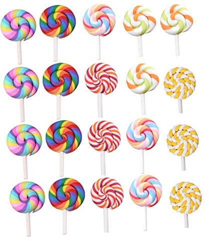 Garneck 60stücke Polymer Clay Lollipop Deko Bunte Lutscher Für Bastelprojekte Candy Dekorationen Für Scrapbooking Geschenkideen Und