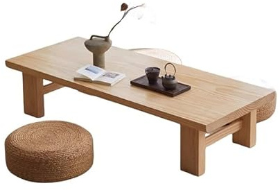 EINES Beistelltische Vintage Teetisch Japanischer quadratischer Langer Teetisch for Sitzen auf dem Boden Möbel Kaffee Tee Beistelltisch for Wohnzimmer Couchtisch (Color : B, Size : 140x60x38cm)