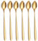 Tiokin Lot de 6 Cuillères à Latte Macchiato - Manche Long de 19,8 cm - Acier Inoxydable - Pour Café Glacé, Thé Glacé, Milkshake, Boissons Fraîches (Doré)