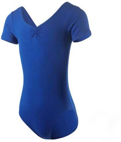 HEARTTOUCH Gymnastikanzug Mädchen Ballett Tanzbody Kurzarm Turnbody Turntrikot Gymnastik Leotard Einfarbig Ballettanzug Turnanzug Ballettkleidung (Dunkelblau,160)