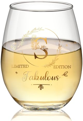Joymaking Copa De Vino Con Nombre Letra - S, Grabado Personalizado, Aperol Spritz Y Aperitivo Vasos, Regalos Personalizados Para Mujeres Hombres Novia Novio Hermana 17oz