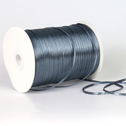 3mm Grau Satinband,Grau Schleifenband Dekoration Stoffbänder Bänder Geschenkband Breit Stoffband für Hochzeit -1 Rollen X 790m