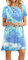 MOLERANI Damen Sommerkleider Casual T-Shirt Kurzarm Strandkleid Loose Swing Damen Kleid (XL, Blau grün gefärbt)