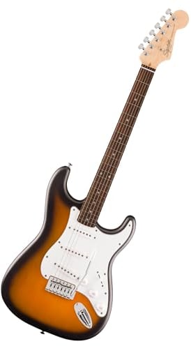 Squier by Fender Debut Collection Stratocaster Electric Guitar, Laurel Fingerboard, White Pickguard, 2-Colour Sunburst