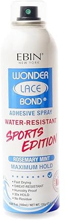 EBIN New York Wonder Lace Bond Adhesive Spray Sports Edition 180ml - Maximum Hold, Sweat & Water-Resistant Lace Glue, Quick-Drying, Long-Lasting & Spray for Lace Wigs, Extensions, & Frontals