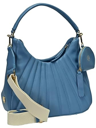 L.CREDI Damen Hobo Bag/Schultertasche MELODY Blau Kunstleder - vegan, Größe:-, Farbauswahl:blau