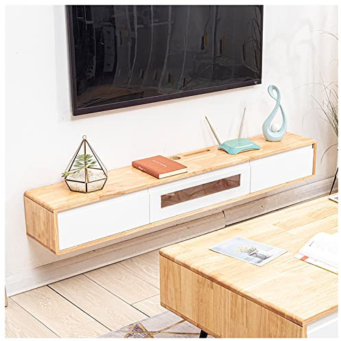 KAYEF Étagère TV Flottante, Meuble TV Flottant Mural, Console multimédia, étagère Murale Flottante pour Meuble TV, pour Chambre à Coucher, Salon, Salle multimédia, Salle de Jeux (Couleur : Beige-A