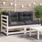 Juroupi Gartensofa mit Kissen 2-Sitzer GartenmöBel Terrassensofa Outdoor Sofa Balkon Outdoor Couch Loungesofa Outdoor Weiß Massivholz Kiefer