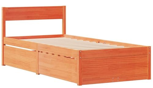 vidaXL Massivholzbett ohne Matratze Wachsbraun 90x200 Kiefernholz