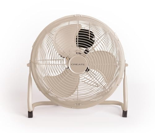 CREATE / AIR FLOOR RETRO/Ventilador industrial de suelo Arena/Ventilador 12 pulgadas,flujo de aire potente, 3 velocidades,silencioso,ligero, patas antideslizantes, 55W