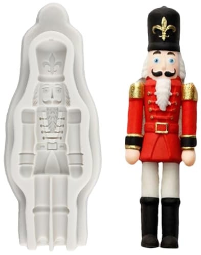 MINFEIDMS Nutcracker Soldier Fondant Silicone Moulds Soldier Chocolate Moulds for Sugar Cake Decorating Cupcake Topper Gum Paste Candy Polymer Clay