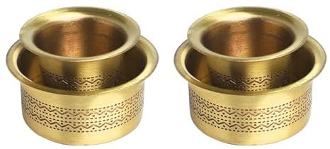 MADYRR SET OF 2 South Indian Brass Coffee Cup and Dabra Set, 2 Pieces, Engraved, Kumbakonam Style south indian coffee filter acessories