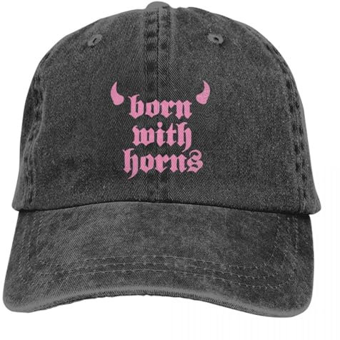 ROBEIUO Cowboy-Baseballkappe Basecap Klassische MGK Born with Horns-Baseballkappen im Unisex-Stil, verwaschene Sonnenkappe für den Außenbereich, Sommerkappe