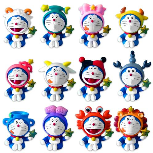 Doraemon Cake Topper Leone Mini Figurine Robot Cat Figurine Mini Giocattoli per Bambini e Baby Shower per la Decorazione della Torta della Festa di Compleanno