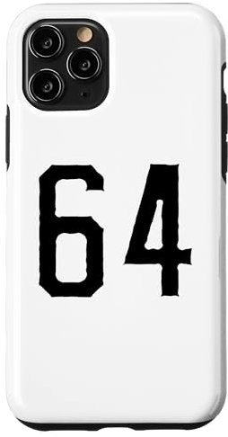 Hülle für iPhone 11 Pro Nummer #64 Weiß Schwarz Sport Nummer 64