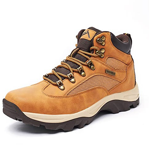CC-Los Men's Waterproof Hiking Boots Work Boots Lightweight & All Day Comfort Walking Wheat Size 12 Wide
